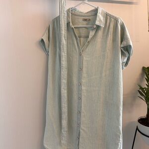 Faherty Soft Blue Casual Button Down Shirt Dress (Breeze)